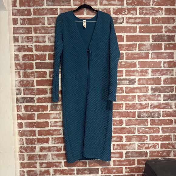 Dolan Anthro Left Coast Collection Blue Textured Knit Duster Cardigan Small - Picture 1 of 9